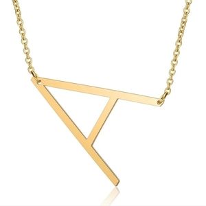 Letter A Pendant Necklace Choker Clavical Initial Alphabet Name Gold Chain
